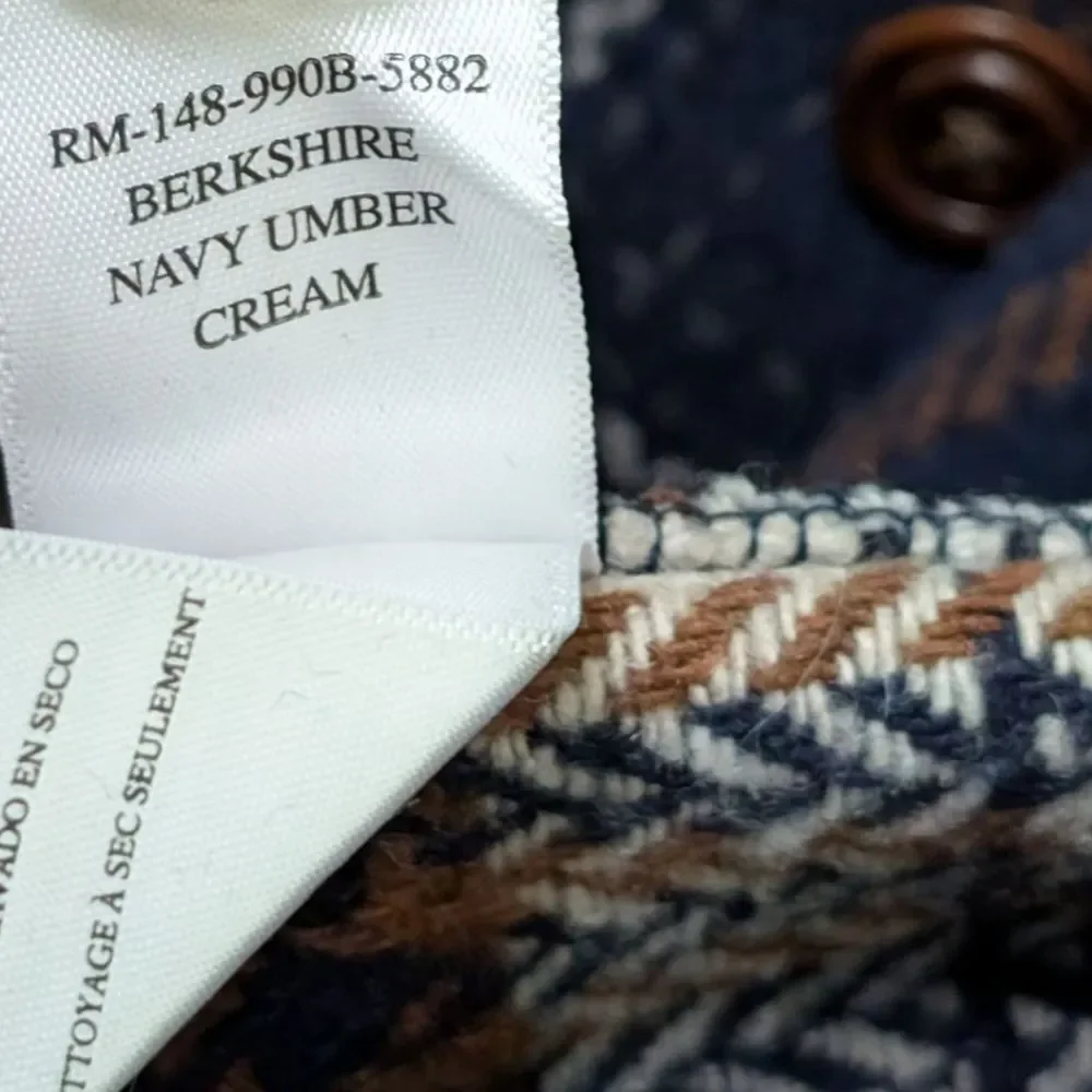 Rails Men's Berkshire Navy Umber Cream Plaid Shacket Flannel Size M Wool Blend